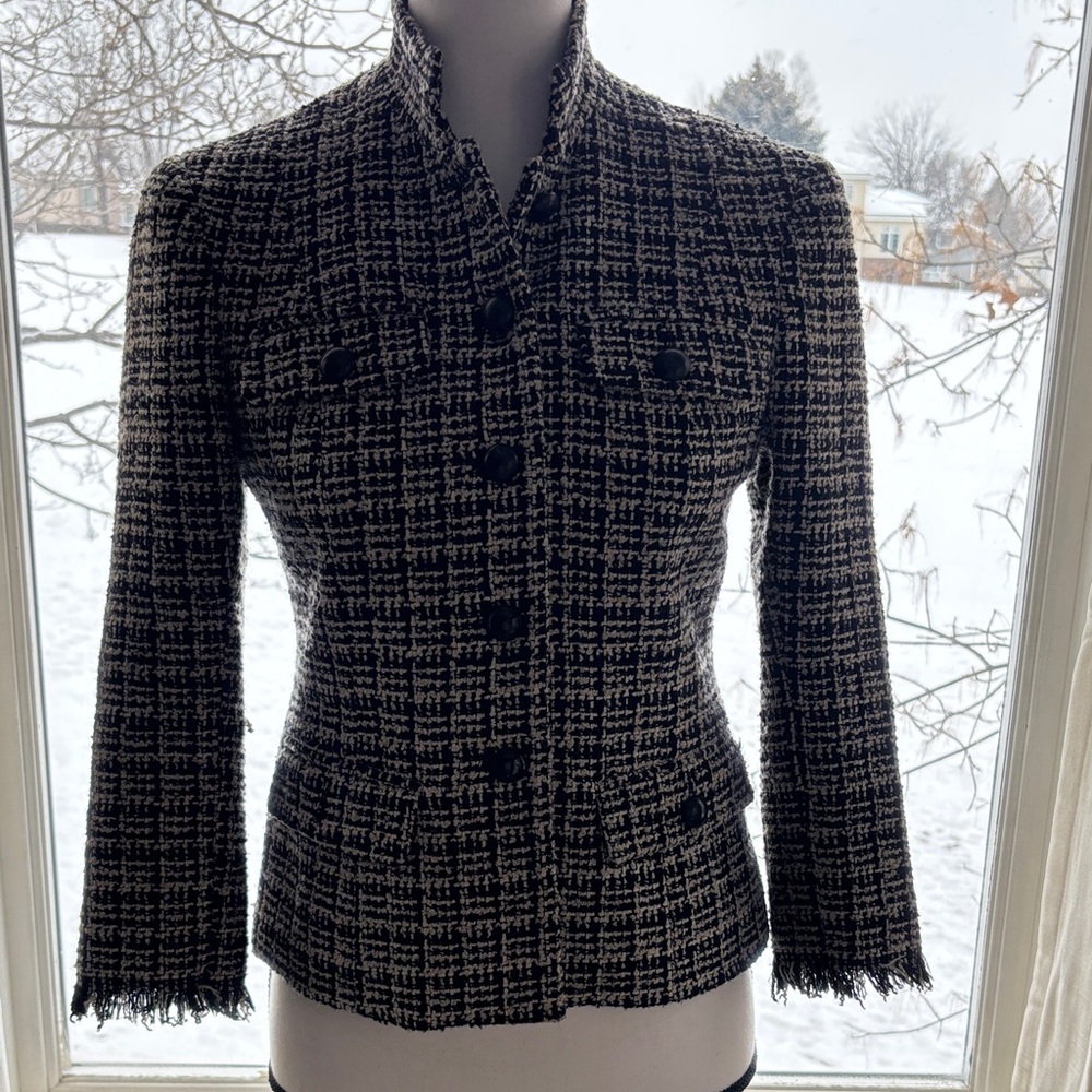 Women's Black and White Bouclé Jacket